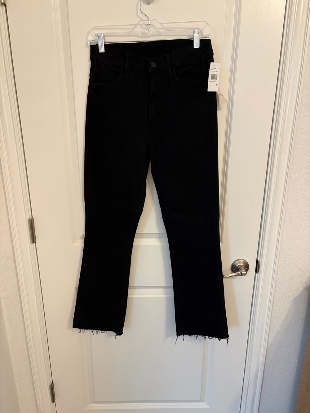 NWT MOTHER Hustler Ankle Fray Jeans Black Not Guilty Sz 29